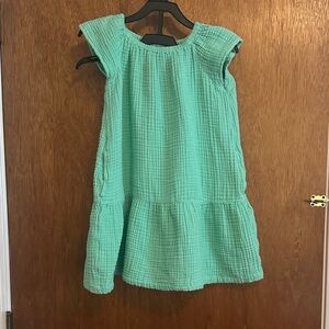 Primary Light Green Textured Gauze Dress with POCKETS 8-9